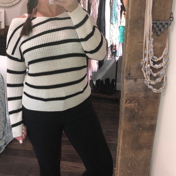 Love Tree small creme & black striped back sweater - Picture 1 of 5